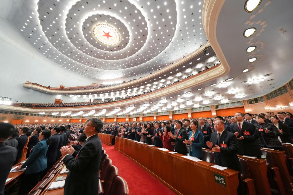 3月5日，第十四屆全國(guó)人民代表大會(huì)第二次會(huì)議在北京人民大會(huì)堂開幕。新華社記者 王毓國(guó) 攝